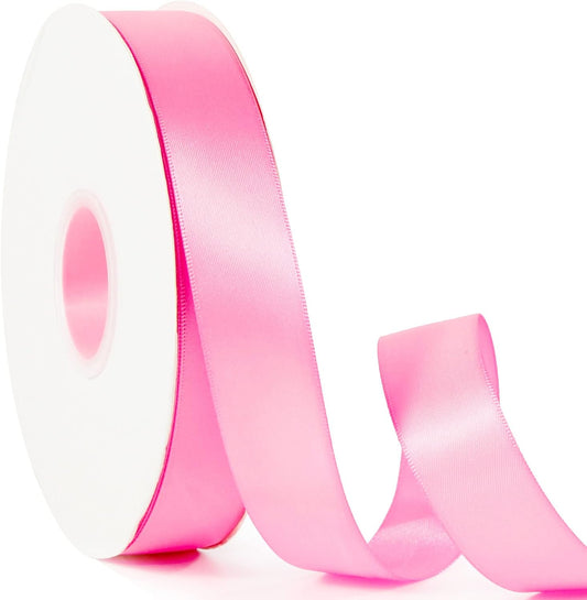 Peach Pink 1" X 50 Yards Solid Color Satin Ribbon, Double Faced High Density Polyester Fabric Ribbon for Gifts Wrapping, Wedding, Party, Crafts, Hair Bows, Home DIY Decor Ornaments