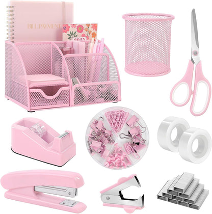 Pink Desk Accessories, Pink Office Supplies Set