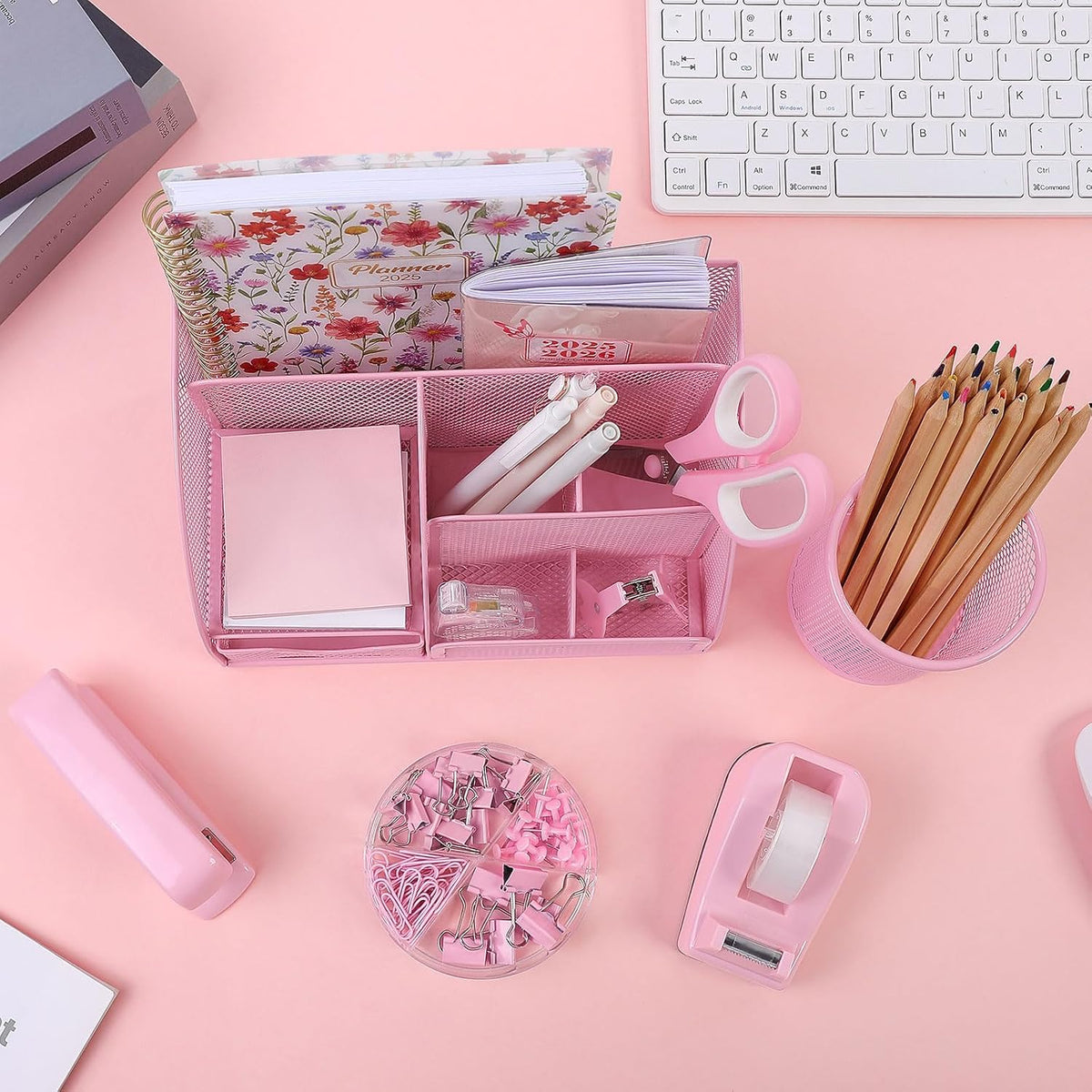 Pink Desk Accessories, Pink Office Supplies Set