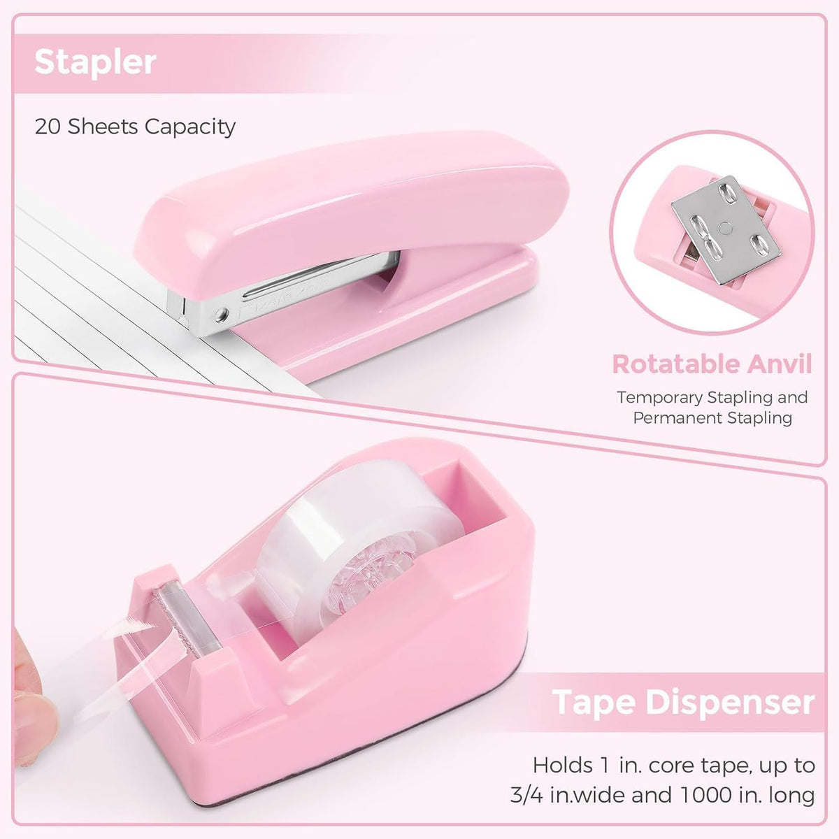 Pink Desk Accessories, Pink Office Supplies Set