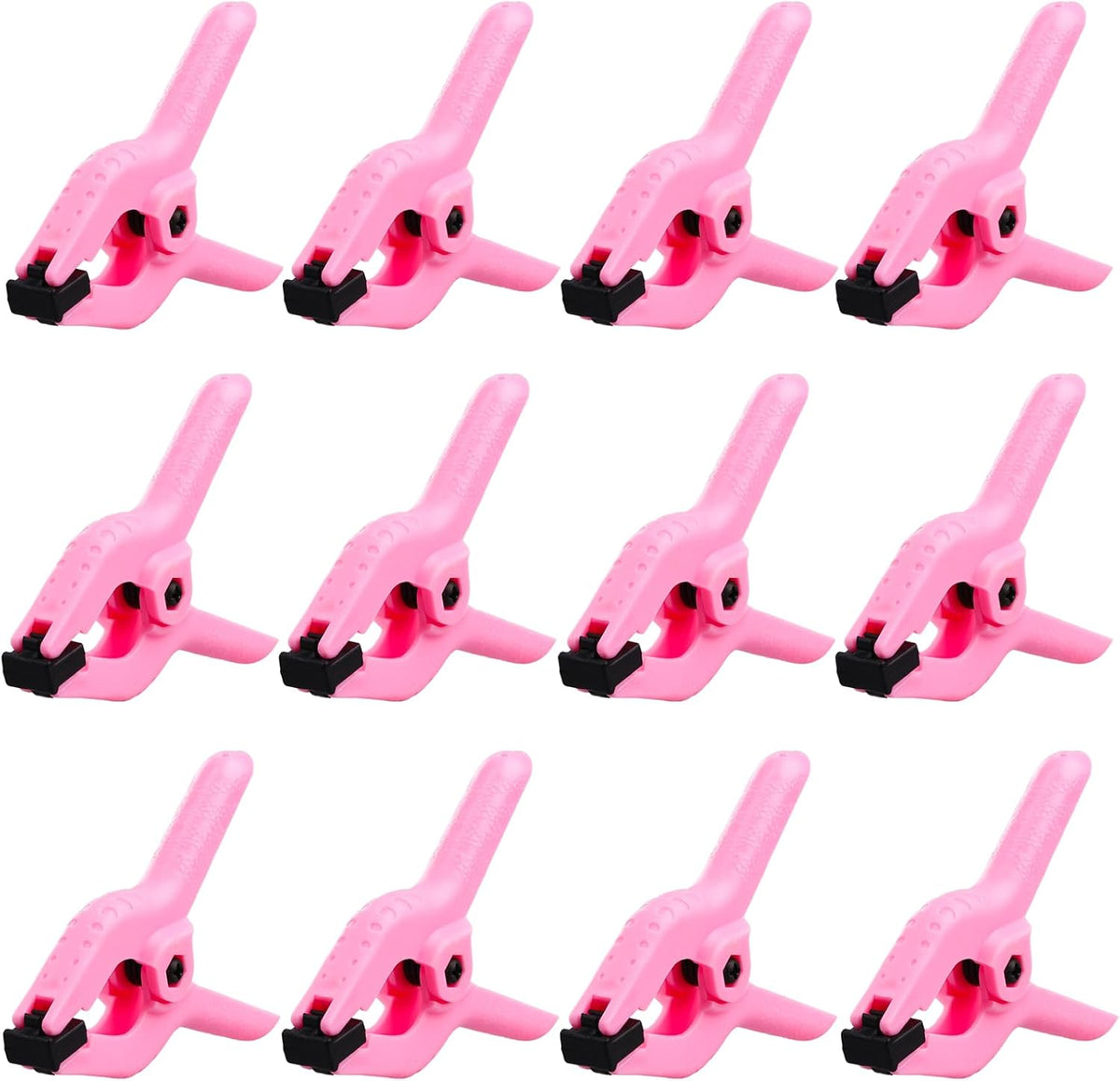 12 Pack 3.5 inch Plastic Spring Clamps, Pink Heavy Duty Spring Clips Clamps for Crafts, Backdrop Stand, Woodworking, Photography Studios, Home Improvement