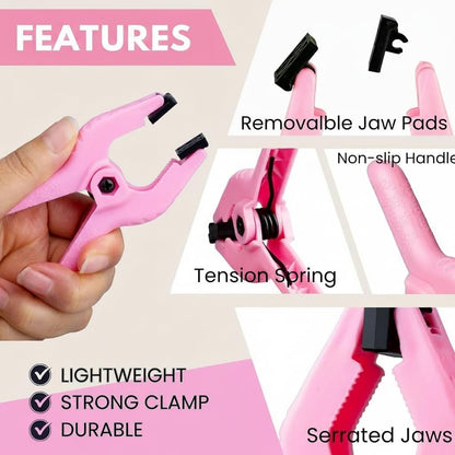 12 Pack 3.5 inch Plastic Spring Clamps, Pink Heavy Duty Spring Clips Clamps for Crafts, Backdrop Stand, Woodworking, Photography Studios, Home Improvement
