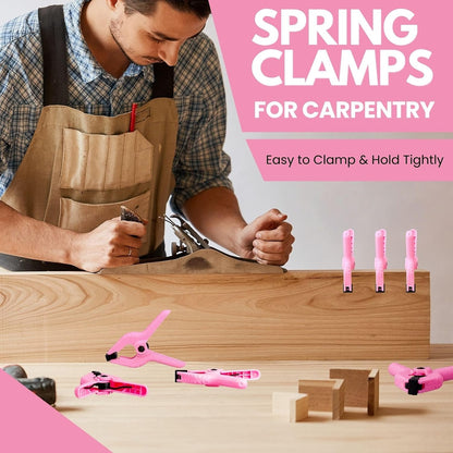 12 Pack 3.5 inch Plastic Spring Clamps, Pink Heavy Duty Spring Clips Clamps for Crafts, Backdrop Stand, Woodworking, Photography Studios, Home Improvement