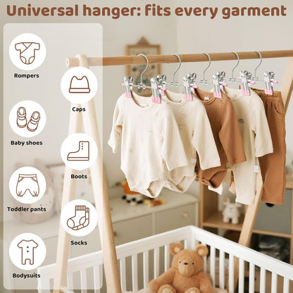 12 Pack Baby Hangers with Clips, 360°Rotatable Toddler Kids Pants Hangers