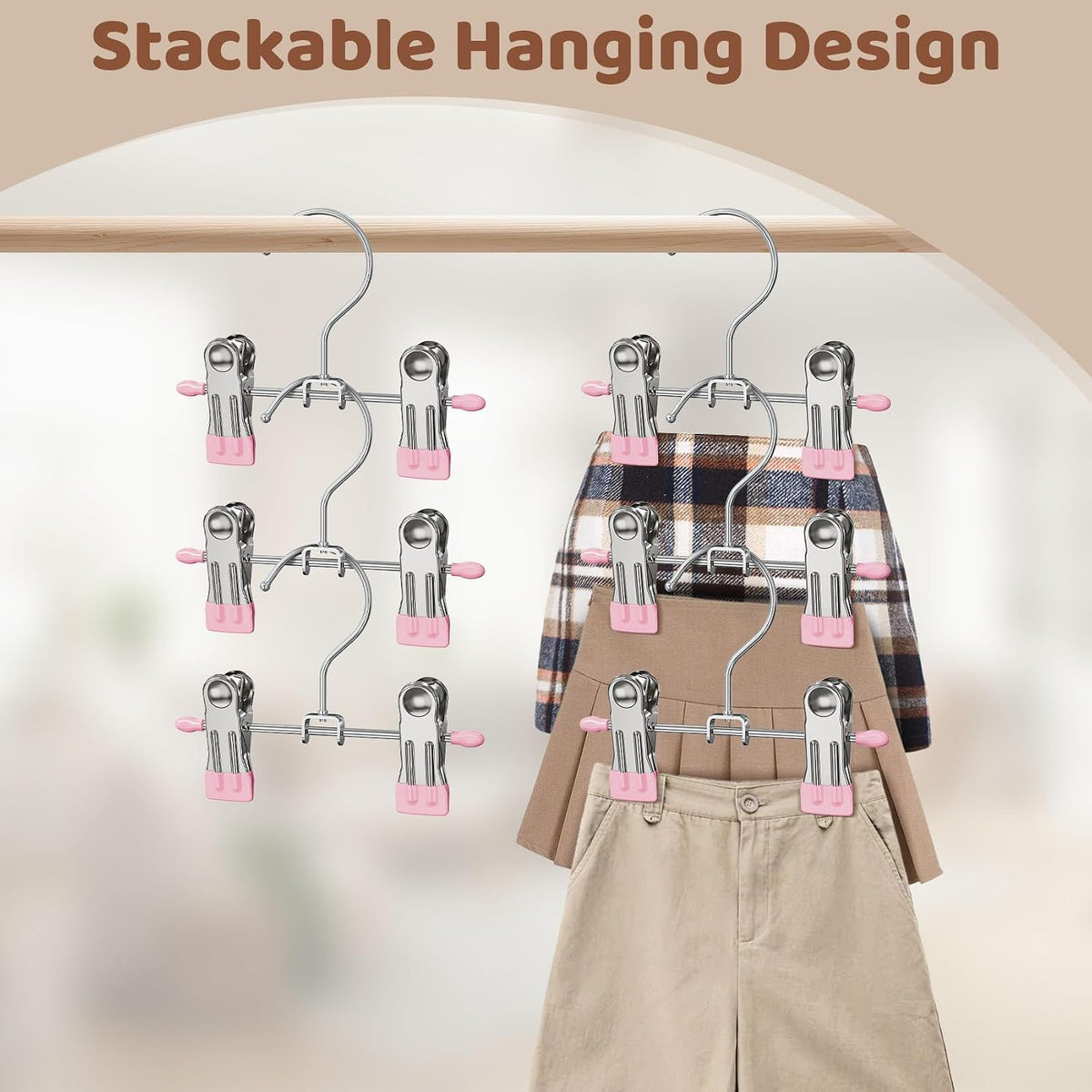 12 Pack Baby Hangers with Clips, 360°Rotatable Toddler Kids Pants Hangers
