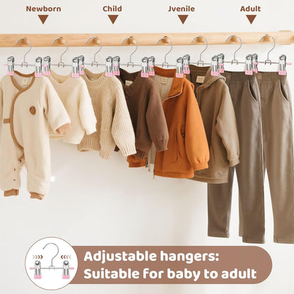 12 Pack Baby Hangers with Clips, 360°Rotatable Toddler Kids Pants Hangers