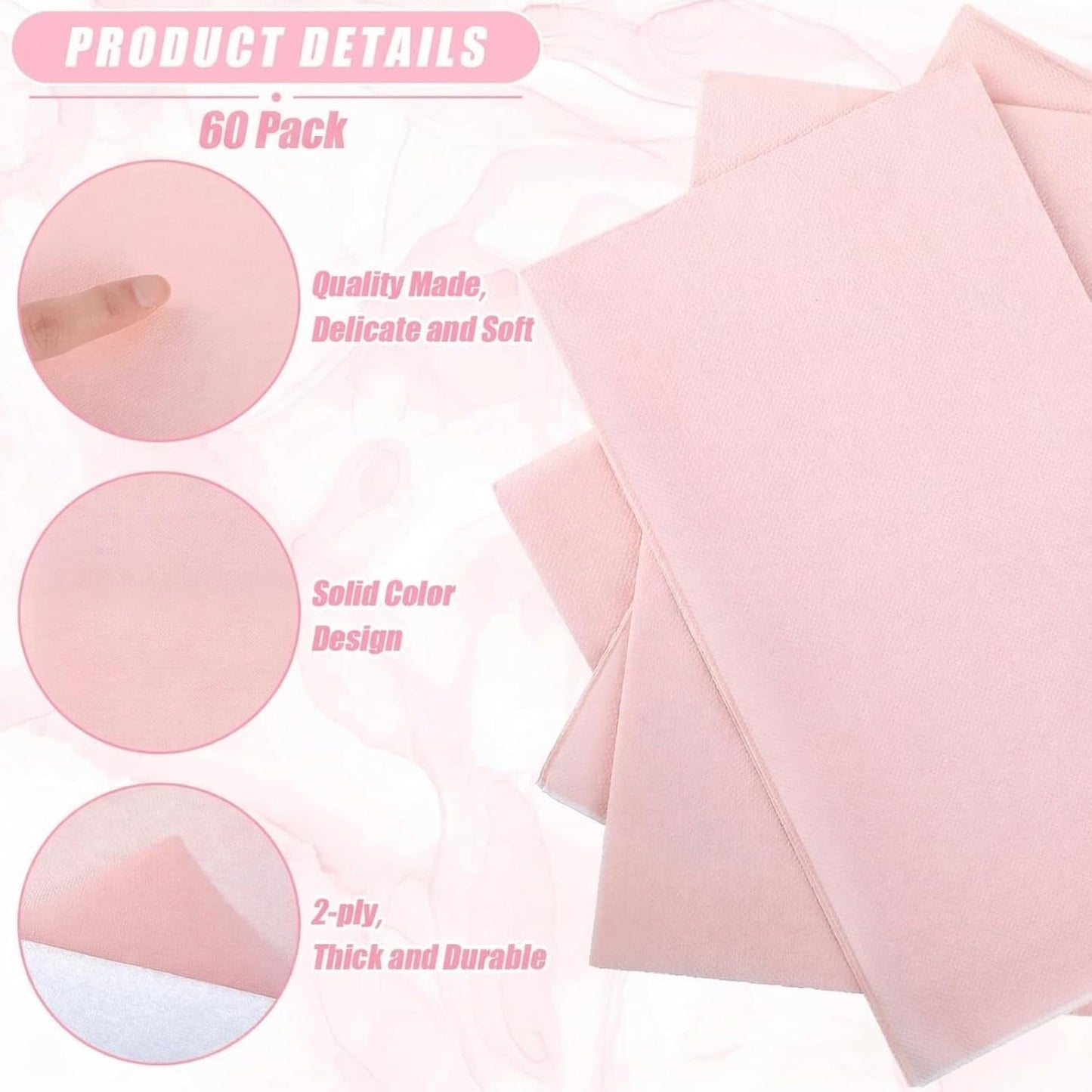 100 Pcs Paper Disposable Napkins 2 Ply Dinner Guest Cocktail Napkins Hand Towels for Wedding Summer Birthday Party Bridal Anniversary Reception, 13 x 16 Inches (Classic,Light Pink)
