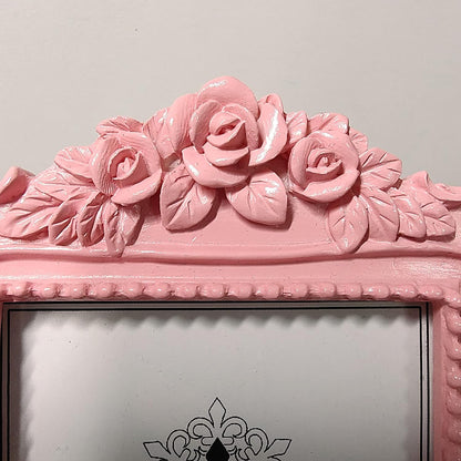 3x3 Picture Frame Square Pink Frame. Resin Handmade Photo Frame. Glass Panel. Black Suede Cover.European Style Suitable for Wall or Desktop.