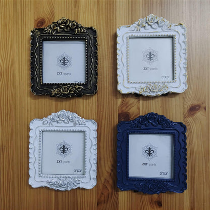 3x3 Picture Frame Square Pink Frame. Resin Handmade Photo Frame. Glass Panel. Black Suede Cover.European Style Suitable for Wall or Desktop.