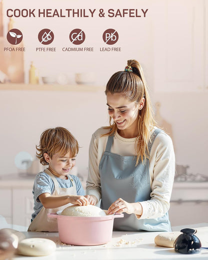Enameled Cast Iron Dutch Oven Pot, 4.4 Quart, Light Pink