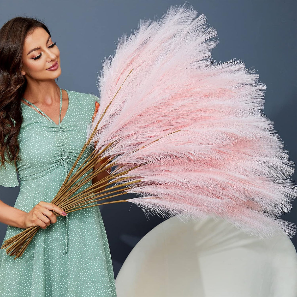 8 PCS 38"/3.1FT Large Artificial Pampas Grass Branches(Pink)
