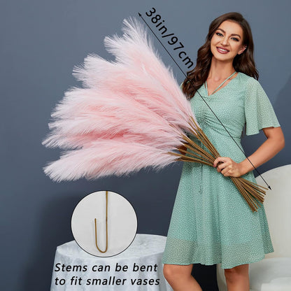 8 PCS 38"/3.1FT Large Artificial Pampas Grass Branches(Pink)