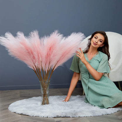 8 PCS 38"/3.1FT Large Artificial Pampas Grass Branches(Pink)