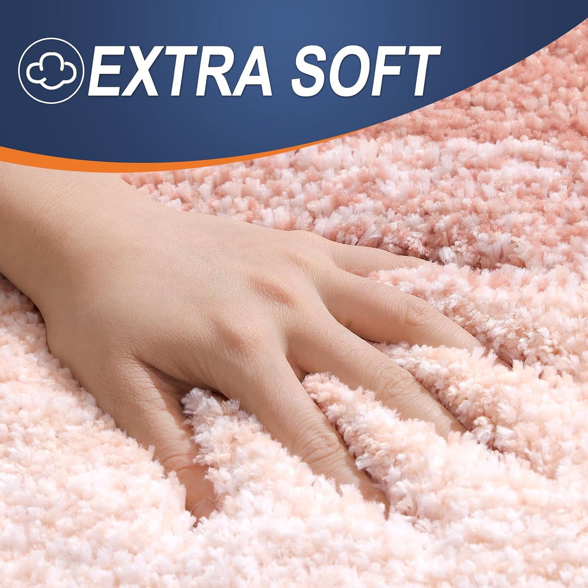 Micorfiber Bathroom Rug Set 2 Piece, Soft Absorbent Bath Mats, Peach
