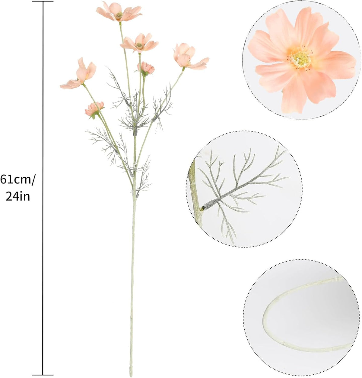 Cosmos Silk Flowers,6PCS Daisy Flowers Artificial 24'' Artificial Wildflower Fake Flowers with Stems for Wedding Party Kitchens Home Decoration(Peach Coral)