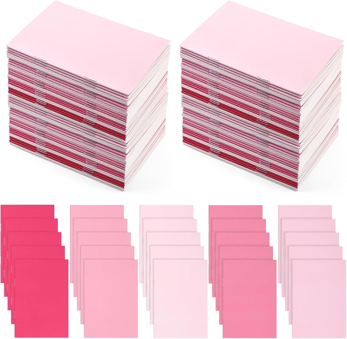 50 Pcs Mini Notebooks Lined Paper Bulk, Pink