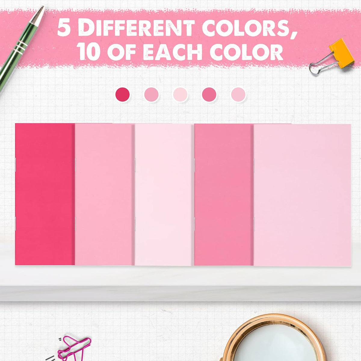 50 Pcs Mini Notebooks Lined Paper Bulk, Pink
