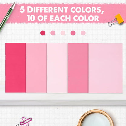 50 Pcs Mini Notebooks Lined Paper Bulk, Pink