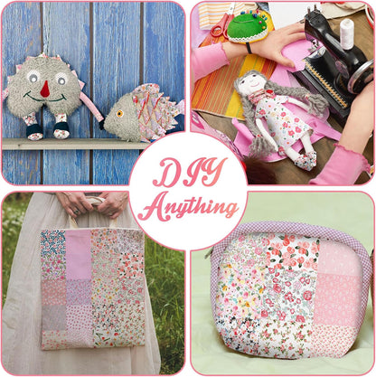 30 Pcs 9.5''x9.5'' Cotton Fabric Squares, Pink Floral