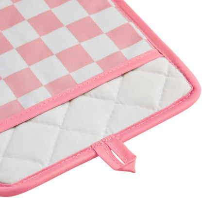 Pink Checkered Pot Holder, Checkerboard Potholders for Kitchen, Silicone Pot Holders with Pocket for Kitchen Clearance 2 Pack Set, Hot Pads and Oven Mitts for Cooking Baking