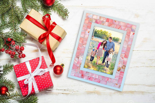Wedding Picture Frame 5x7 Pink Mother of Pearl Glass