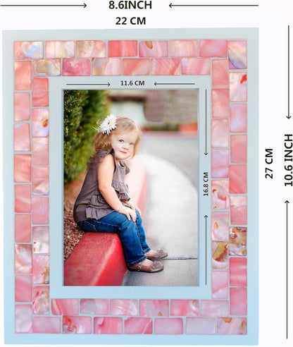 Wedding Picture Frame 5x7 Pink Mother of Pearl Glass