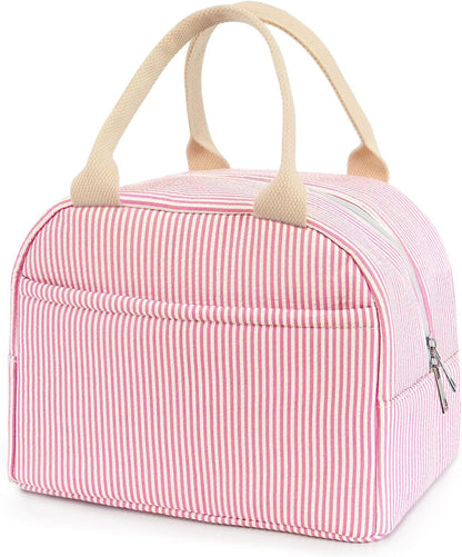 Lunch Bag For Women, Cooler Insulated Lunch Box Pink Stripe