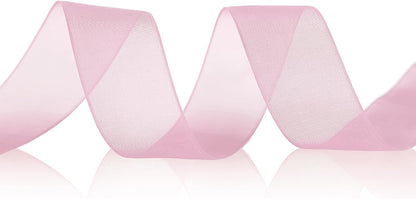 Sweet Nectar Pink Organza Chiffon Ribbon 1/2 inch X 50 Yards Nectar Pink Sheer Ribbon for Flower Fabric for Wedding Invitations Bridal Bouquets Party Decoration Gift Wrapping Bow Making