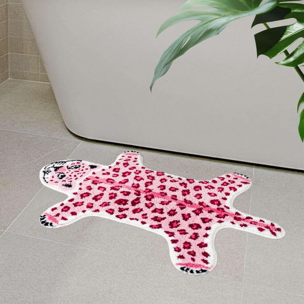 Pink Leopard Non-Slip Bath Mat 23.6x39.3in