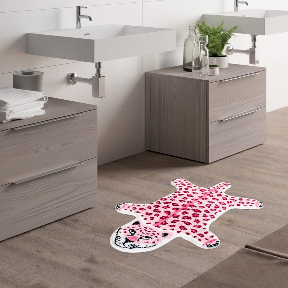 Pink Leopard Non-Slip Bath Mat 23.6x39.3in