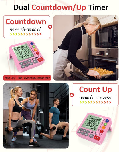 Digital Kitchen Timer with 4 Channel, Loud Alarm and Silent Mode