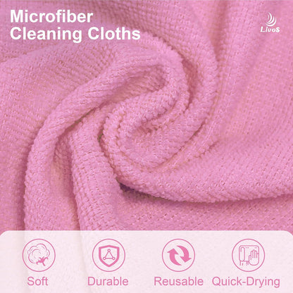 Microfiber Cleaning Cloth Roll - 80 Pack, Reusable Paper Towels Pink Tear Away, Microfiber Towels for Cars, Super Absorbent Lint Free Cleaning Rags for House, Kitchen, Window-11.5"x11.5"