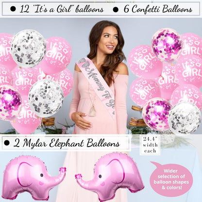 697 Pc Pink Elephant Baby Shower Decorations for Girl - Premium Set