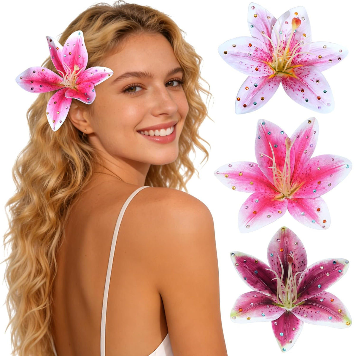 Hawaiian Flower Hair Clips Lily Tropical Hair Pins for Vacation