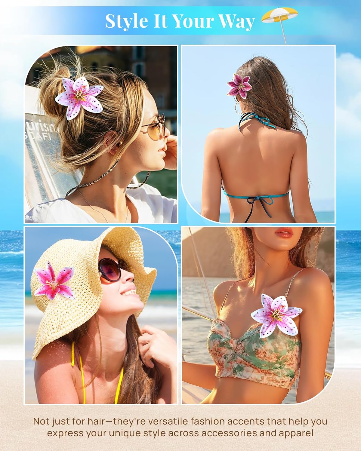 Hawaiian Flower Hair Clips Lily Tropical Hair Pins for Vacation