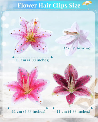 Hawaiian Flower Hair Clips Lily Tropical Hair Pins for Vacation