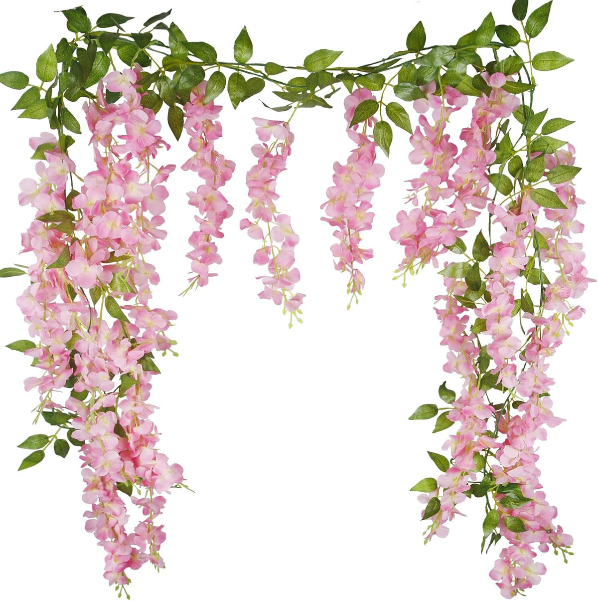2 Pcs Wisteria Hanging Flowers Wisteria Flowers Vine Garland Wedding Arch Decoration Pink Artificial Wisteria Vines Hanging Flower Vines Silk for Party Garden Home Table Backdrop 6 Feet