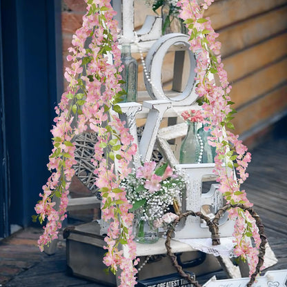 2 Pcs Wisteria Hanging Flowers Wisteria Flowers Vine Garland Wedding Arch Decoration Pink Artificial Wisteria Vines Hanging Flower Vines Silk for Party Garden Home Table Backdrop 6 Feet