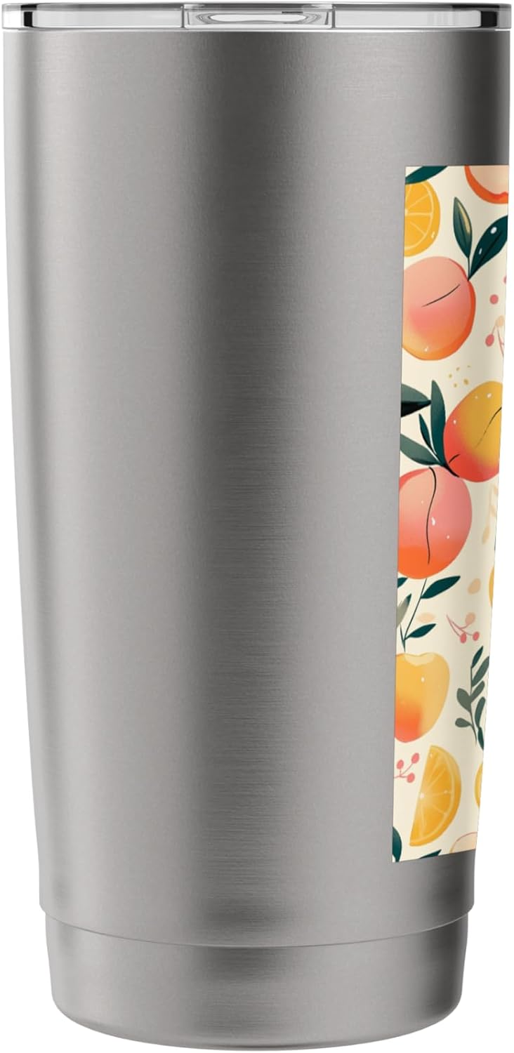 Cute Pattern Art Peach Fruit Stainless Steel Insulated Tumbler