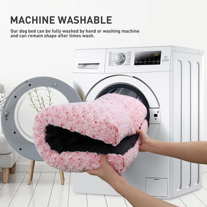 KSIIA Washable Dog Bed Medium Size Dog Crate Bed Plush Pet Mat 35"x23" Pink