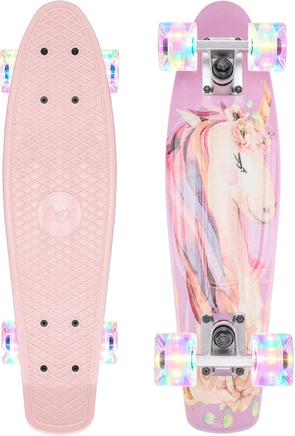 Classic Retro Mini Cruiser Skateboard for Kids, Teens, Adults