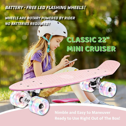 Classic Retro Mini Cruiser Skateboard for Kids, Teens, Adults