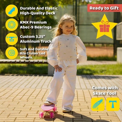 Classic Retro Mini Cruiser Skateboard for Kids, Teens, Adults