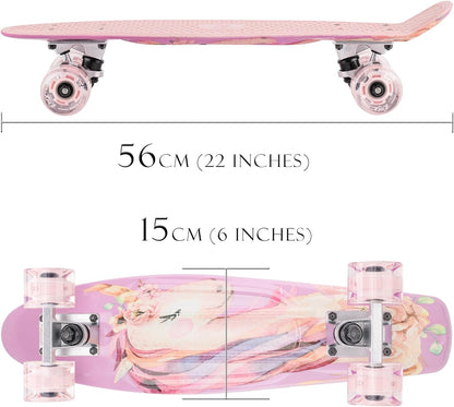 Classic Retro Mini Cruiser Skateboard for Kids, Teens, Adults