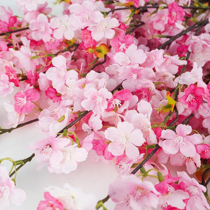 8 Pcs Artificial Cherry Blossom Flowers 40" Faux Silk Cherry Blossom Stems Fake Real Touch Peach Branches for Wedding Home Garden Japanese Decor Pink