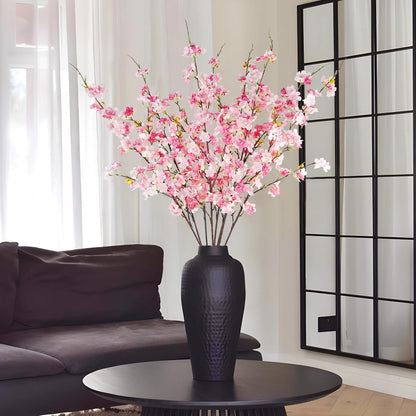 8 Pcs Artificial Cherry Blossom Flowers 40" Faux Silk Cherry Blossom Stems Fake Real Touch Peach Branches for Wedding Home Garden Japanese Decor Pink