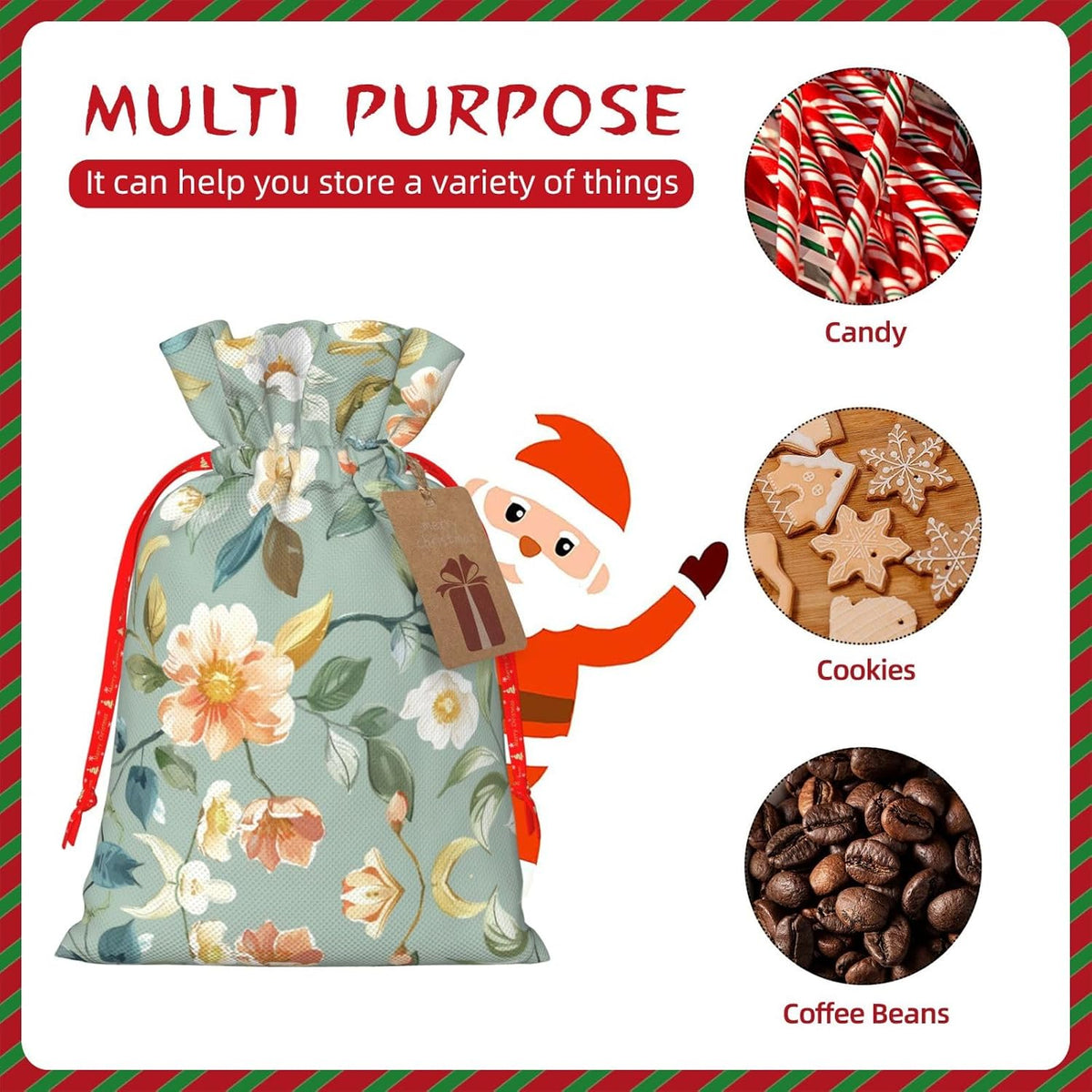Gentle Peach White Vines Print Drawstring Gift Bags Various Sizes Perfect For Gifts Bulk Plastic Packaging Bags