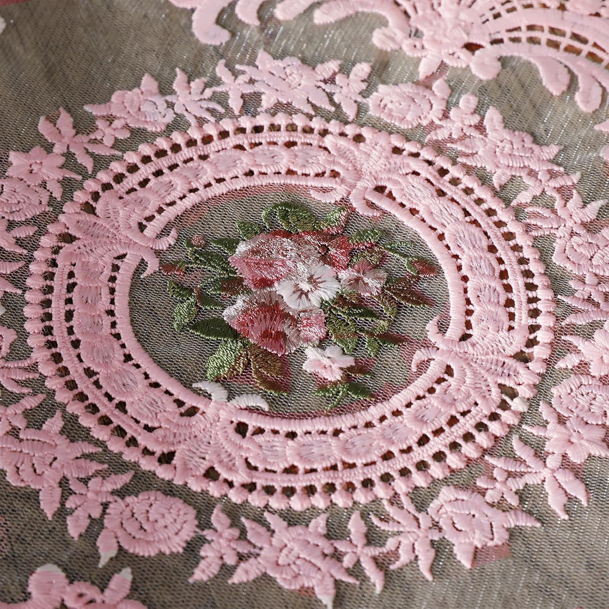 Embroidered Placemats Set of 4, Retro Handmand Place Mats Vintage Cup Vase Table Mat for Dining Table Kitchen Party -Pink, 4PCS
