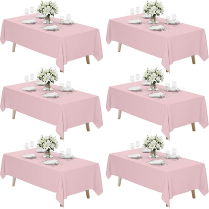 6 Pack 70 x 120 Inch Tablecloths Rectangle Pink Table Cover