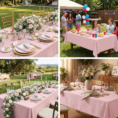 6 Pack 70 x 120 Inch Tablecloths Rectangle Pink Table Cover
